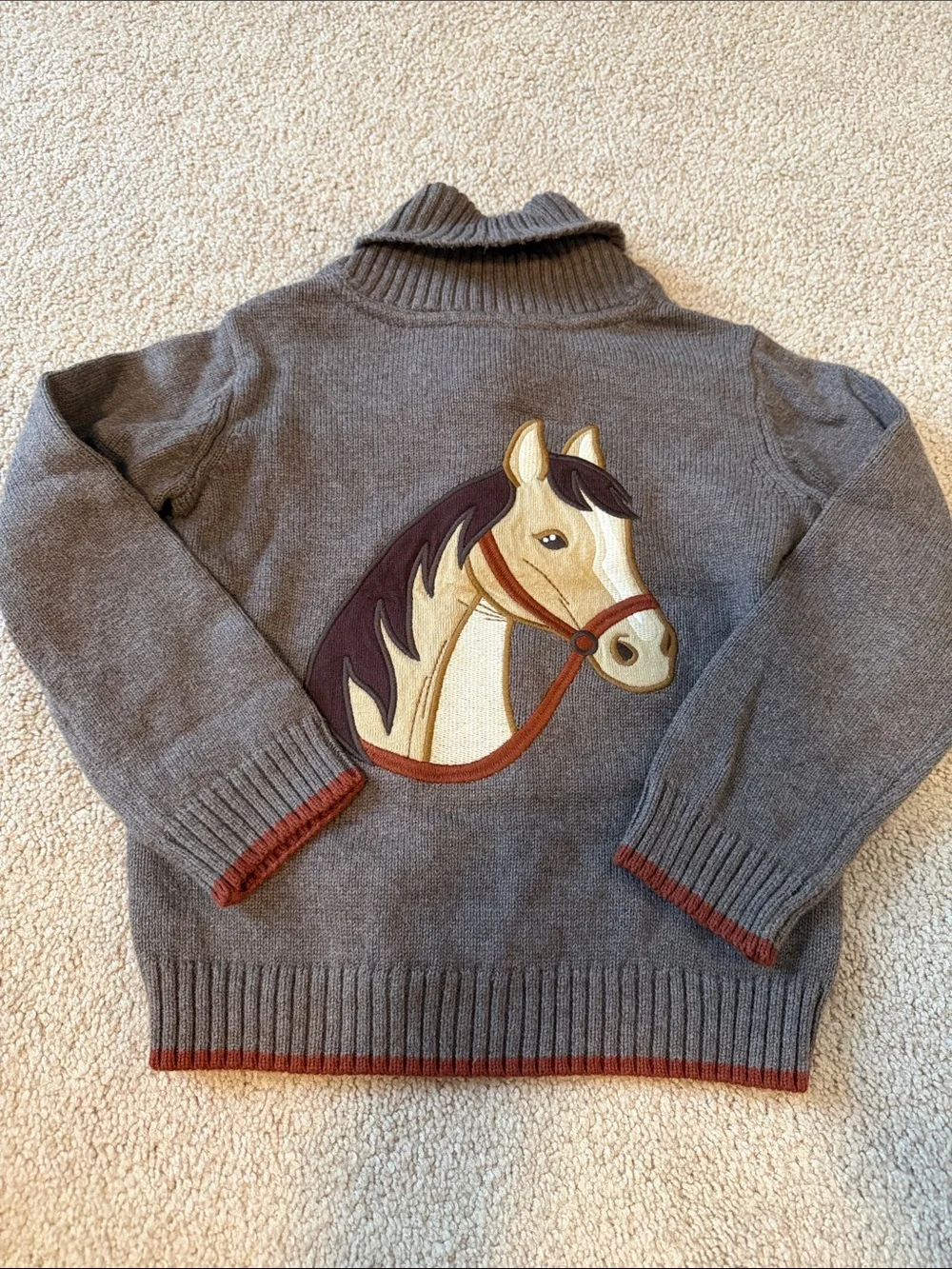 Gymboree Gray Shawl-Collar Knit Cardigan with Horseshoe Pockets